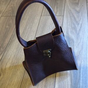 Elegant Brown Full Leather Handbag